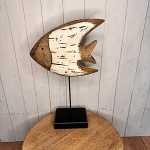 Wood Butterfly Fish Sitter Home Decor Rustic Art Nature Lover Seabird Ocean NEW